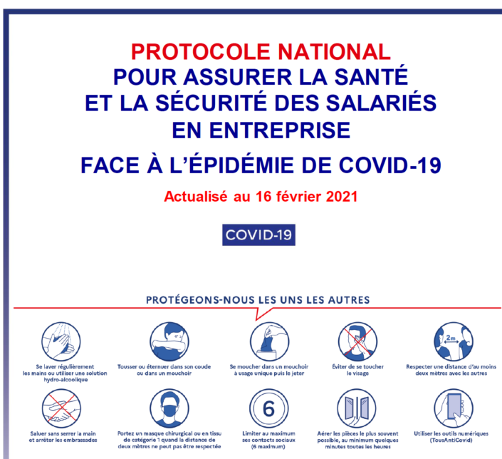 Protocole sanitaire national 16 fevrier 2021